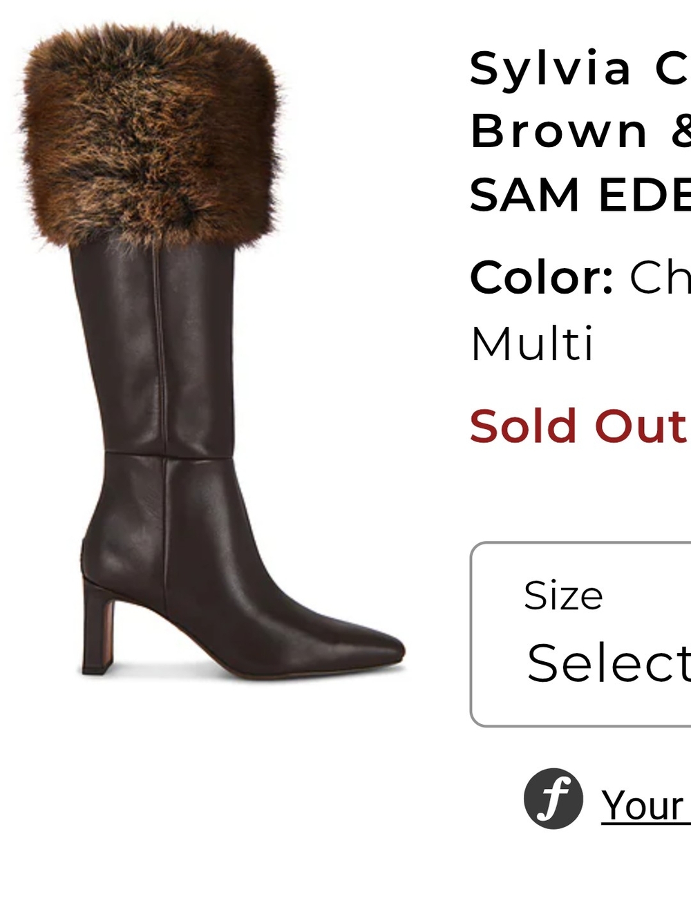 Sam Edelman Brown Knee-High Boots with Faux-Fur Cuff